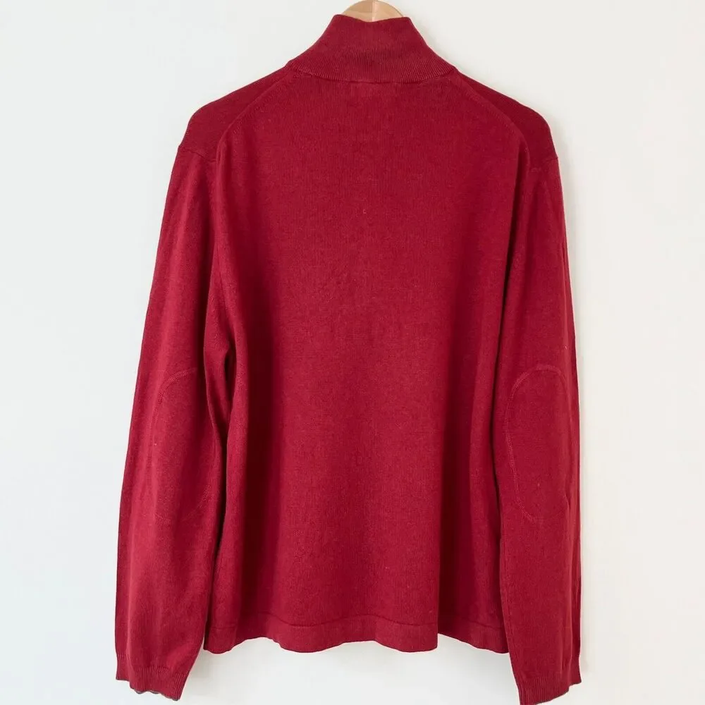 Mens Banana Republic Silk Cashmere Half Zip Pullover Sweater Red Sz L Preppy